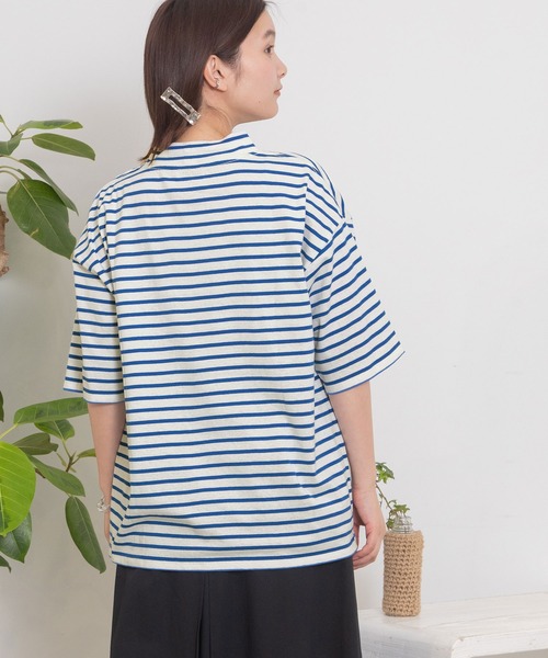 POU DOU DOU(プードゥドゥ)の「モックネックトップス(Tシャツ/カットソー・レディース・ブラック/ブルー/アイボリー/ダークグレー・3)」の7枚目の写真