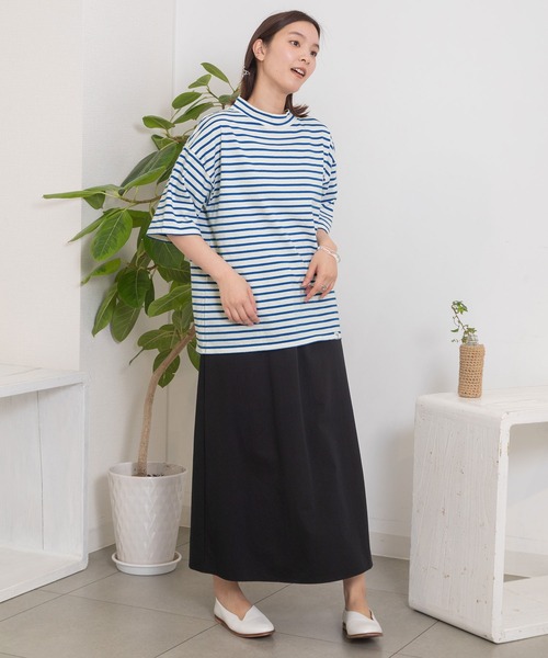 POU DOU DOU(プードゥドゥ)の「モックネックトップス(Tシャツ/カットソー・レディース・ブラック/ブルー/アイボリー/ダークグレー・3)」の8枚目の写真
