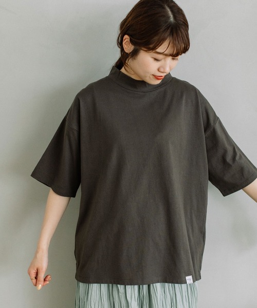 POU DOU DOU(プードゥドゥ)の「モックネックトップス(Tシャツ/カットソー・レディース・ブラック/ブルー/アイボリー/ダークグレー・3)」の12枚目の写真