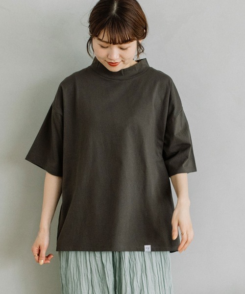 POU DOU DOU(プードゥドゥ)の「モックネックトップス(Tシャツ/カットソー・レディース・ブラック/ブルー/アイボリー/ダークグレー・3)」の13枚目の写真