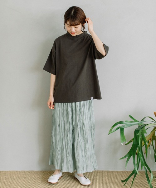 POU DOU DOU(プードゥドゥ)の「モックネックトップス(Tシャツ/カットソー・レディース・ブラック/ブルー/アイボリー/ダークグレー・3)」の14枚目の写真