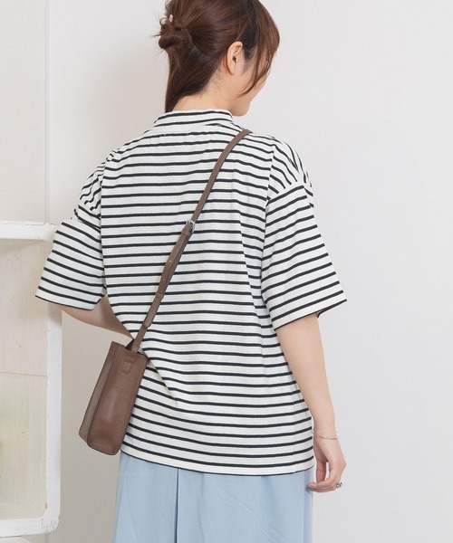 POU DOU DOU(プードゥドゥ)の「モックネックトップス(Tシャツ/カットソー・レディース・ブラック/ブルー/アイボリー/ダークグレー・3)」の19枚目の写真