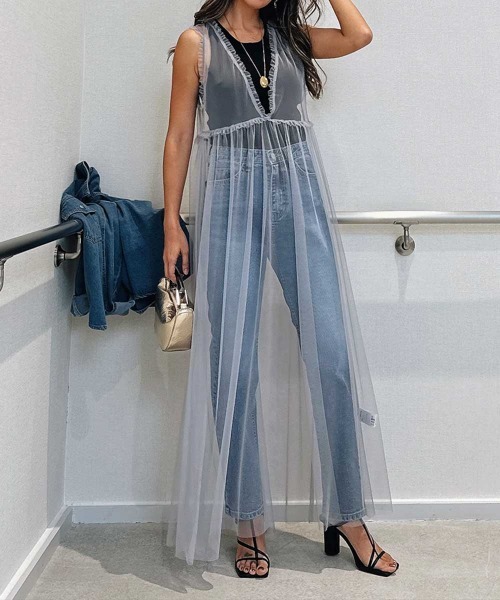 esutoreja（エストレジャ）の「チュールドレス（ワンピース・レディース・ブラック/ホワイト/グレー・FREE）」の3枚目の写真