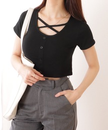 フロントボタン」に該当するレディースのTシャツ/カットソー