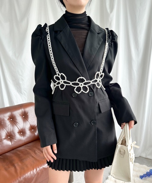 Jasmine Grandiflorum（ジャスミングランディフローラム）の「【Jasmine】パールビスチェ（キャミソール・レディース・ホワイト/ブラック・FREE）」の4枚目の写真