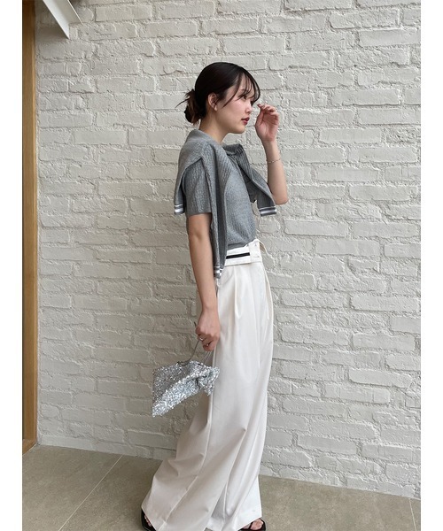 SNIDEL（スナイデル）の「バイカラーニットカーディガン（カーディガン/ボレロ・レディース・グレー/ピンク/ホワイト/オレンジ・FREE）」の11枚目の写真