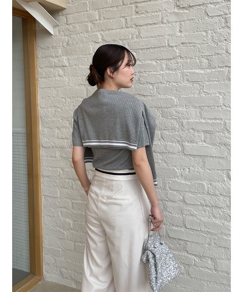 SNIDEL（スナイデル）の「バイカラーニットカーディガン（カーディガン/ボレロ・レディース・グレー/ピンク/ホワイト/オレンジ・FREE）」の12枚目の写真