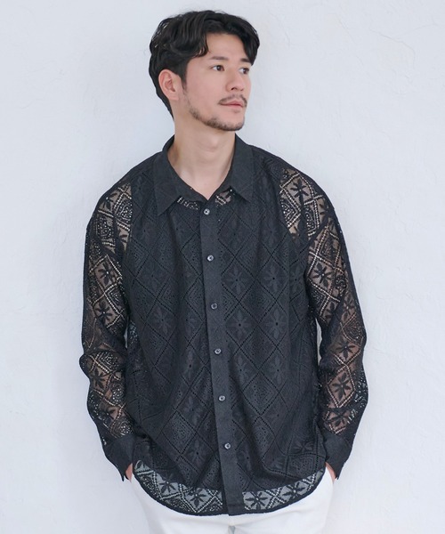 SILVER BULLET（シルバーバレット）の「『CavariA/キャバリア』格子レース半袖シャツ（シャツ/ブラウス・メンズ・ブラック・L/M）」の10枚目の写真