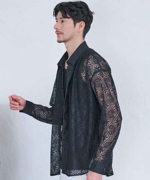 SILVER BULLET（シルバーバレット）の「『CavariA/キャバリア』格子レース半袖シャツ（シャツ/ブラウス・メンズ・ブラック・L/M）」の11枚目の写真