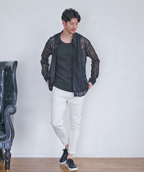 SILVER BULLET（シルバーバレット）の「『CavariA/キャバリア』格子レース半袖シャツ（シャツ/ブラウス・メンズ・ブラック・L/M）」の4枚目の写真