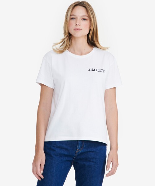 【エーグル】オーガニックコットン ワンポイントロゴ クルーネック 半袖Tシャツ セール】オーガニックコットン ワンポイントロゴ クルーネック