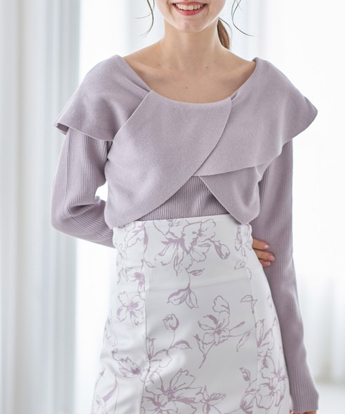 tocco closet(トッコ クローゼット)の「アシメカラーツイストリブニットプルオーバー(ニット/セーター・レディース・オフホワイト/ピンク/サックスブルー・M)」の2枚目の写真