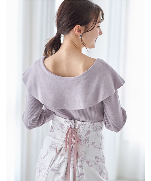tocco closet(トッコ クローゼット)の「アシメカラーツイストリブニットプルオーバー(ニット/セーター・レディース・オフホワイト/ピンク/サックスブルー・M)」の18枚目の写真
