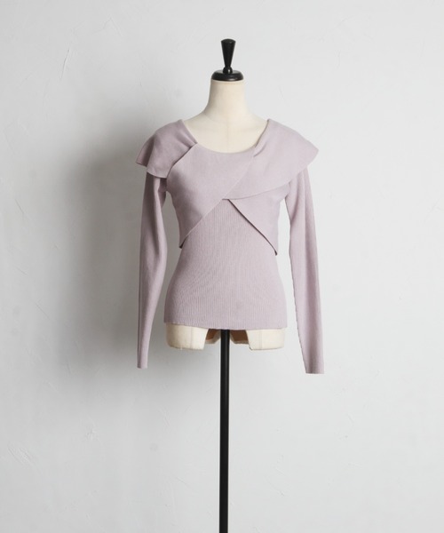 tocco closet(トッコ クローゼット)の「アシメカラーツイストリブニットプルオーバー(ニット/セーター・レディース・オフホワイト/ピンク/サックスブルー・M)」の10枚目の写真
