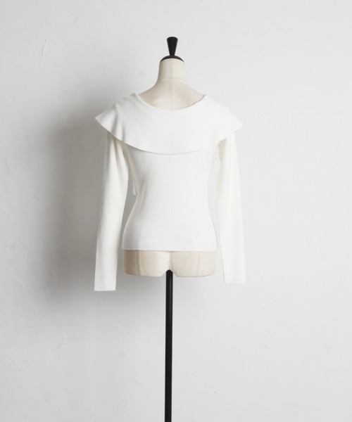 tocco closet(トッコ クローゼット)の「アシメカラーツイストリブニットプルオーバー(ニット/セーター・レディース・オフホワイト/ピンク/サックスブルー・M)」の13枚目の写真