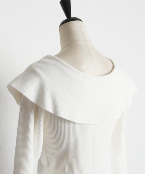 tocco closet(トッコ クローゼット)の「アシメカラーツイストリブニットプルオーバー(ニット/セーター・レディース・オフホワイト/ピンク/サックスブルー・M)」の4枚目の写真