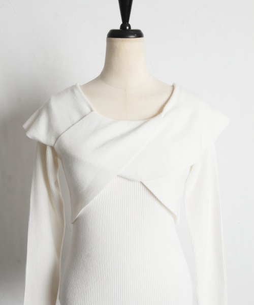 tocco closet(トッコ クローゼット)の「アシメカラーツイストリブニットプルオーバー(ニット/セーター・レディース・オフホワイト/ピンク/サックスブルー・M)」の5枚目の写真