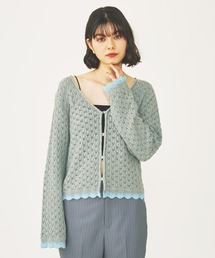 SCALLOP HEM KNIT CARDIGAN
