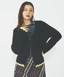 ミルクフェド　MILKFED.　カーディガン　ハート　ブラック HEART ELBOW CARDIGAN（カーディガン/ボレロ）｜MILKFED