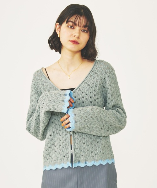 MILKFED.(ミルクフェド)の「SCALLOP HEM KNIT CARDIGAN(カーディガン/ボレロ・レディース・アッシュ/ブラック/ネイビー・ONE SIZE)」の7枚目の写真