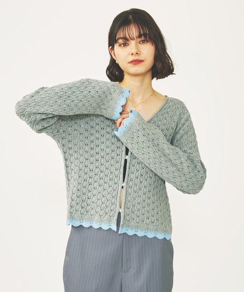 MILKFED.(ミルクフェド)の「SCALLOP HEM KNIT CARDIGAN(カーディガン/ボレロ・レディース・アッシュ/ブラック/ネイビー・ONE SIZE)」の8枚目の写真