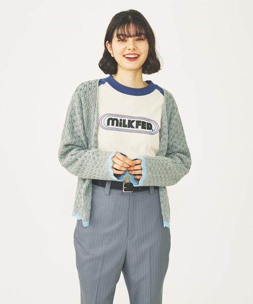 MILKFED.(ミルクフェド)の「SCALLOP HEM KNIT CARDIGAN(カーディガン/ボレロ・レディース・アッシュ/ブラック/ネイビー・ONE SIZE)」の6枚目の写真