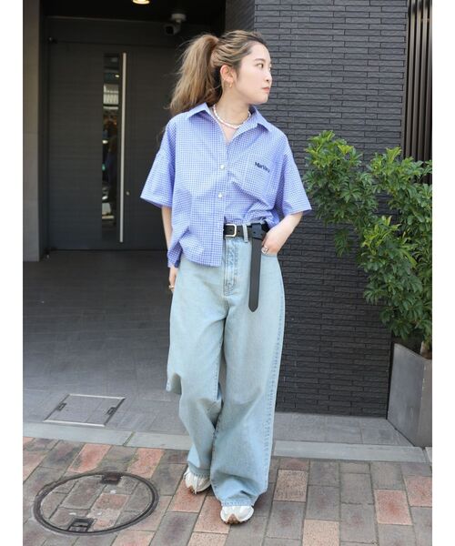 Ungrid【Htage】エンブロイダリーシアーハーフスリーブシャツ⭐︎新品⭐︎ Htage】エンブロイダリーシアーハーフスリーブシャツ（シャツ