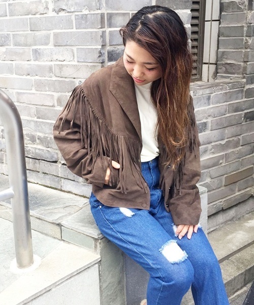 brown vintage フリンジジャケット セール】Levi's/リーバイス ヴィンテージ フリンジジャケット ブラウン