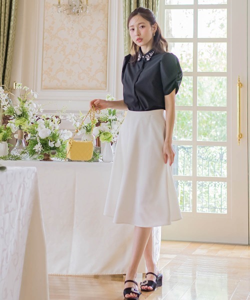 QUEENS COURT(クイーンズコート)の「襟ジュエルブラウス≪洗濯機で洗える≫(シャツ/ブラウス・レディース・ホワイト/ピンク/ブラック・M)」の14枚目の写真