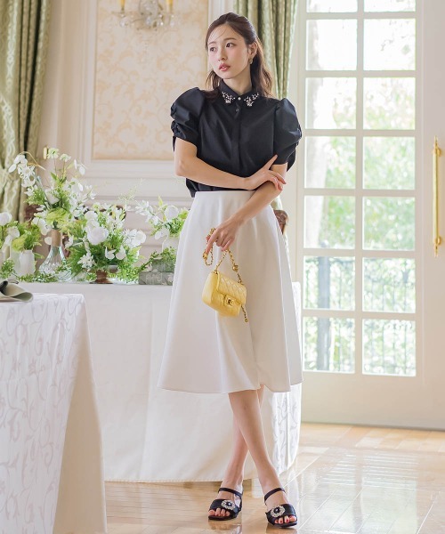 QUEENS COURT(クイーンズコート)の「襟ジュエルブラウス≪洗濯機で洗える≫(シャツ/ブラウス・レディース・ホワイト/ピンク/ブラック・M)」の15枚目の写真