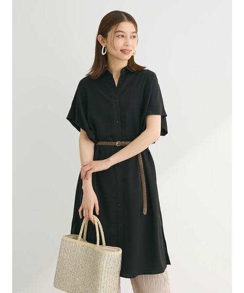 Green　Parks（グリーンパークス）の「SET2点　合皮ベルト+ミディシャツワンピース（シャツワンピース・レディース・グリーン/オフホワイト/ブラウン/ブラック・FREE）」の6枚目の写真