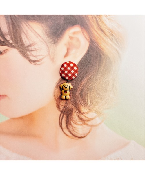 tone（トーン）の「【Eighteen】ギンガムチェック柄ワンコピアス(MA)（ピアス（両耳用）・レディース・ブラウン系その他/ダークブラウン・FREE）」の8枚目の写真