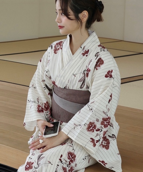 新品未使用　ジュメロ 【セパレート】jm suisai yukata ブルー jumelle（ジュメロ）の「【4点セット】1人で着られる浴衣 - jm