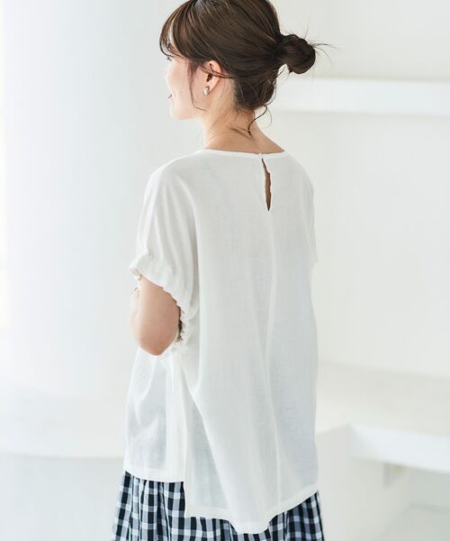 le.coeur blanc（ルクールブラン）の「《WEB限定アイテム》レーヨン麻袖ギャザーブラウス（シャツ/ブラウス・レディース・ブラック/オフホワイト/ベージュ・38）」の7枚目の写真