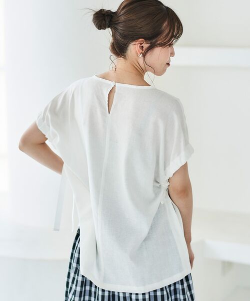 le.coeur blanc（ルクールブラン）の「《WEB限定アイテム》レーヨン麻袖ギャザーブラウス（シャツ/ブラウス・レディース・ブラック/オフホワイト/ベージュ・38）」の12枚目の写真