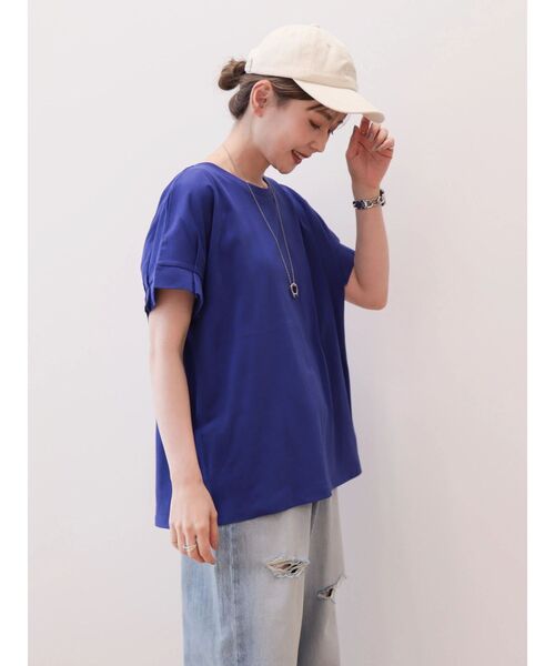 AMERICAN HOLIC(アメリカンホリック)の「接触冷感袖タックカットプルオーバー(Tシャツ/カットソー・レディース・オフホワイト/ブラック/マスタード/パープル/グリーン・M/L)」の7枚目の写真