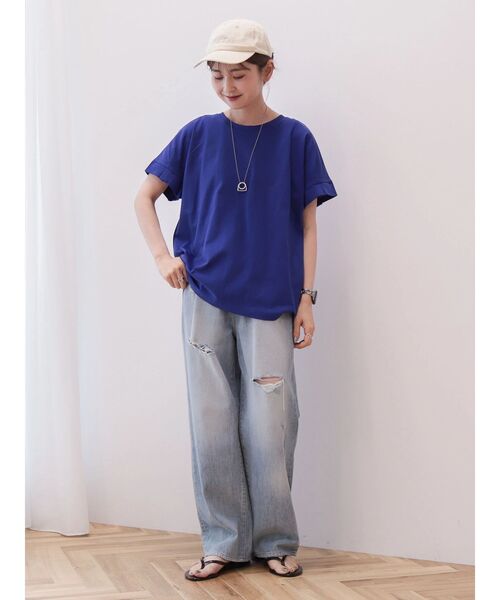 AMERICAN HOLIC(アメリカンホリック)の「接触冷感袖タックカットプルオーバー(Tシャツ/カットソー・レディース・オフホワイト/ブラック/マスタード/パープル/グリーン・M/L)」の11枚目の写真