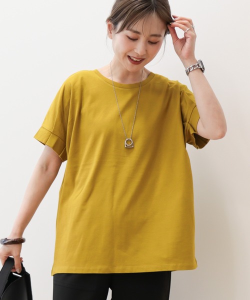AMERICAN HOLIC(アメリカンホリック)の「接触冷感袖タックカットプルオーバー(Tシャツ/カットソー・レディース・オフホワイト/ブラック/マスタード/パープル/グリーン・M/L)」の5枚目の写真