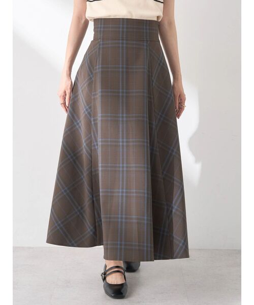 earth music&ecology（アースミュージックアンドエコロジー）の「バックレースアップチェックスカート（スカート・レディース・ネイビー/ボルドー/ブラウン・S/M）」の5枚目の写真