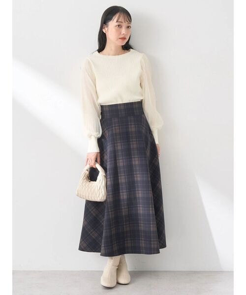 earth music&ecology（アースミュージックアンドエコロジー）の「バックレースアップチェックスカート（スカート・レディース・ネイビー/ボルドー/ブラウン・S/M）」の18枚目の写真
