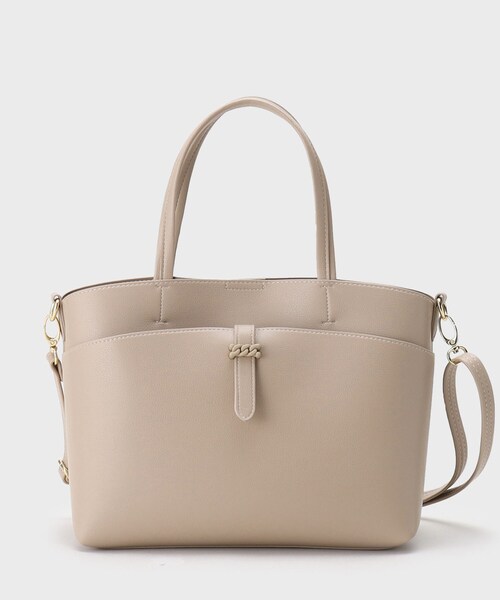 OPAQUE.CLIP(オペークドットクリップ)の「【2WAY】フロントベルトミドルトートバッグ(トートバッグ・レディース・ベージュ/アイボリー/ブラック・00)」の3枚目の写真