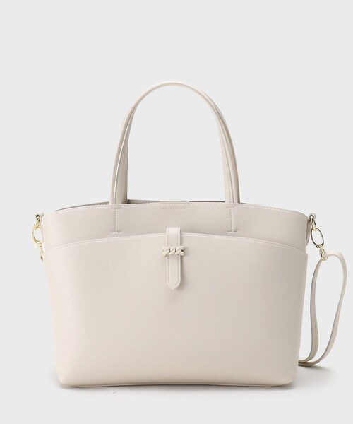 OPAQUE.CLIP(オペークドットクリップ)の「【2WAY】フロントベルトミドルトートバッグ(トートバッグ・レディース・ベージュ/アイボリー/ブラック・00)」の1枚目の写真