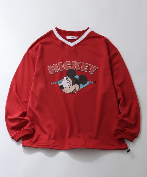 Disney(ディズニー)の「【Disney/ディズニー】ミッキーマウス アートワーク 裏毛 衿配色 スウェット トレーナー(スウェット・レディース・グリーン/ダークネイビー/レッド系その他/ベージュ・L/M)」の22枚目の写真