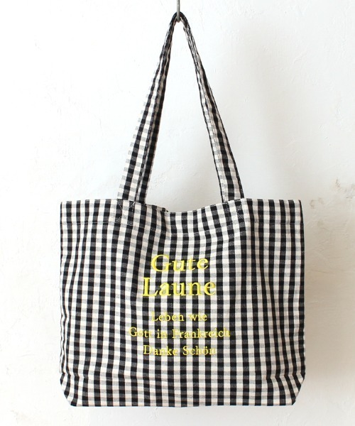 Per sist ence(パーシエンス)の「ロゴ刺繍ラージトート(トートバッグ・レディース・ストライプ/チェック/ブラック/アイボリー/インディゴブルー/カーキ/グレー/ネイビー系/ブラック系・FREE)」の1枚目の写真