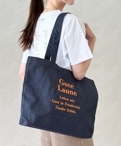 Per sist ence(パーシエンス)の「ロゴ刺繍ラージトート(トートバッグ・レディース・ストライプ/チェック/ブラック/アイボリー/インディゴブルー/カーキ/グレー/ネイビー系/ブラック系・FREE)」の7枚目の写真
