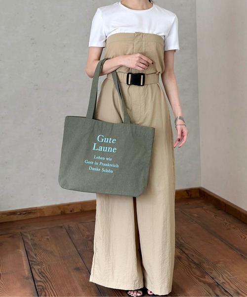 Per sist ence(パーシエンス)の「ロゴ刺繍ラージトート(トートバッグ・レディース・ストライプ/チェック/ブラック/アイボリー/インディゴブルー/カーキ/グレー/ネイビー系/ブラック系・FREE)」の21枚目の写真