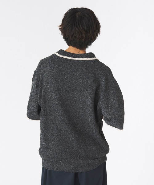 Adoon plain（アドーンプレーン）の「メランジスキッパーポロシャツ（ポロシャツ・メンズ・ライトブルー/チャコールグレー・MEDIUM/LARGE）」の11枚目の写真