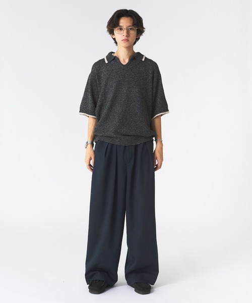 Adoon plain（アドーンプレーン）の「メランジスキッパーポロシャツ（ポロシャツ・メンズ・ライトブルー/チャコールグレー・MEDIUM/LARGE）」の14枚目の写真