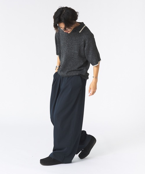Adoon plain（アドーンプレーン）の「メランジスキッパーポロシャツ（ポロシャツ・メンズ・ライトブルー/チャコールグレー・MEDIUM/LARGE）」の16枚目の写真