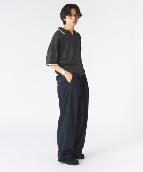Adoon plain（アドーンプレーン）の「メランジスキッパーポロシャツ（ポロシャツ・メンズ・ライトブルー/チャコールグレー・MEDIUM/LARGE）」の18枚目の写真